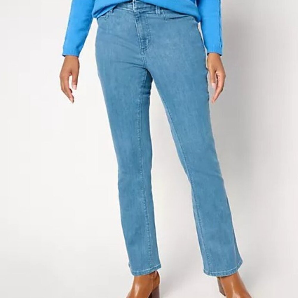 New SUSAN GRAVER JEANS Size 8 TALL Bootcut Elastic High‎ Waist Medium Wash Jeans